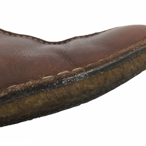 JOHNSTON & MURPHY Loafers Brown Leather Slip On Sheepskin Crepe Sole Size 12M - Picture 12 of 13